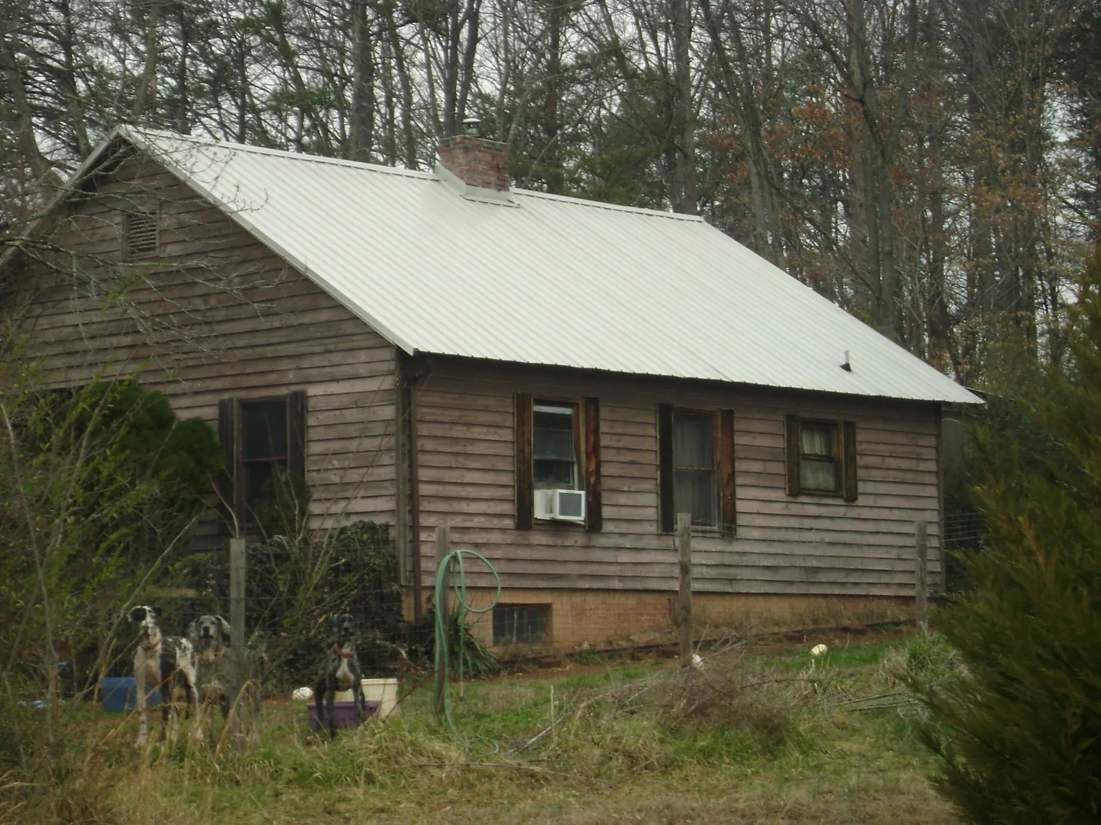 White metal roof on an old wood sided farmhouse, from a Asphalt Shingle Roof Repair job in Coats